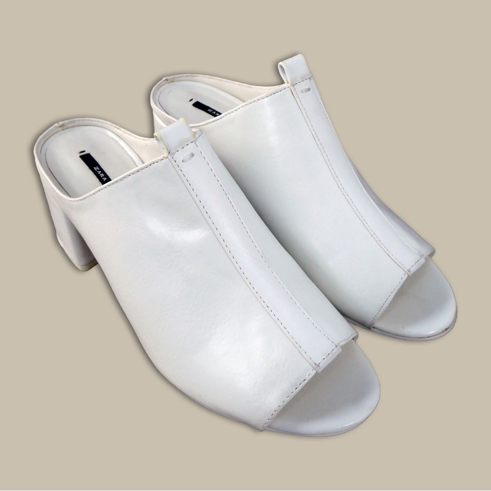 Zara Basic White Wedge Sandals - image 1